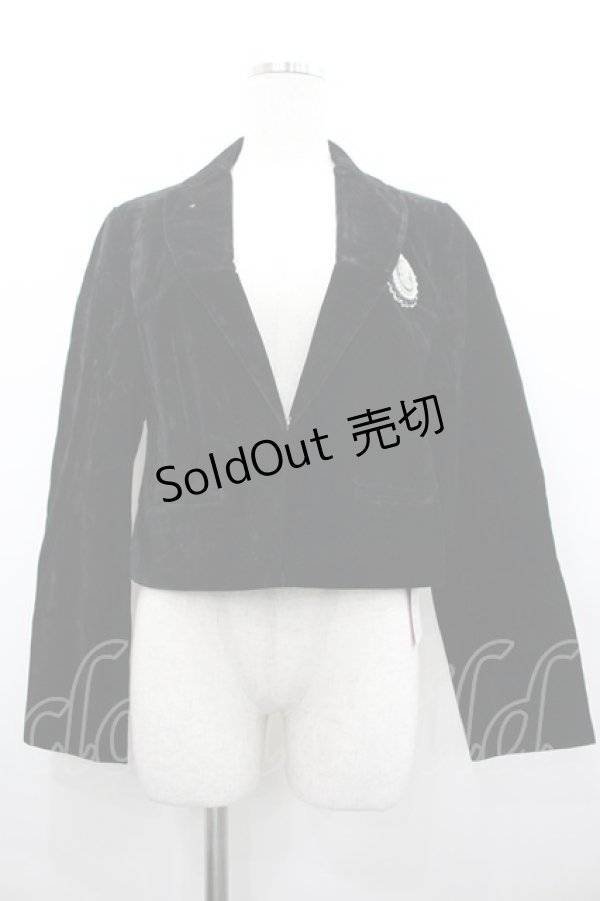 画像1: MARBLE / ブローチ付き別珍ジャケット  黒 I-26-02-20-044-GO-BL-SA-ZI (1)