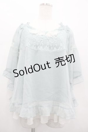 画像: axes femme / フラワーレース半袖シフォントップス  ミント I-26-02-20-046-AX-TO-SA-ZI