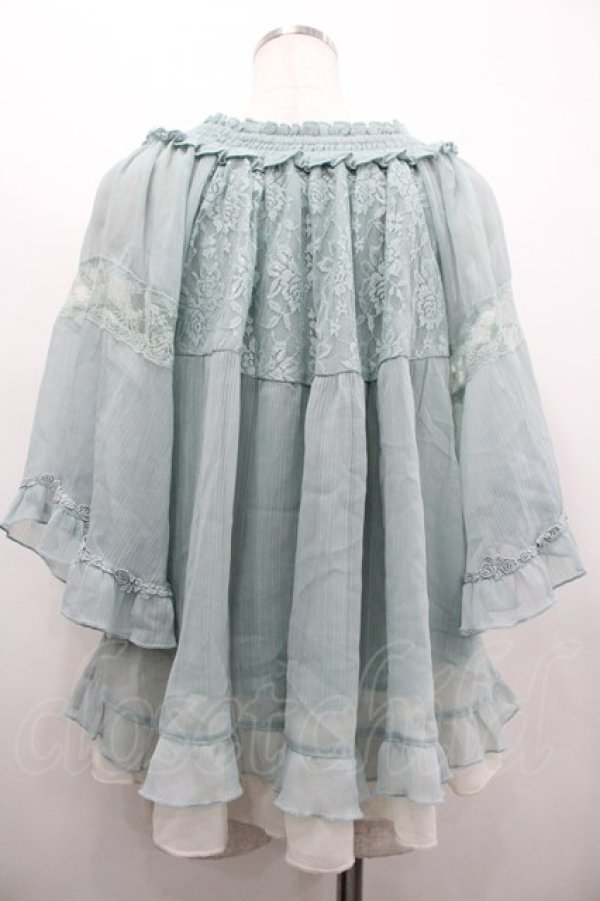 画像2: axes femme / フラワーレース半袖シフォントップス  ミント I-26-02-20-046-AX-TO-SA-ZI (2)