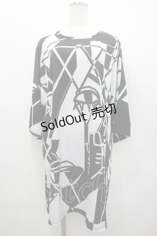 画像1: ankoROCK / 絵画BIG TEE  黒Ｘ白 I-26-02-20-047-PU-TO-SA-ZI (1)