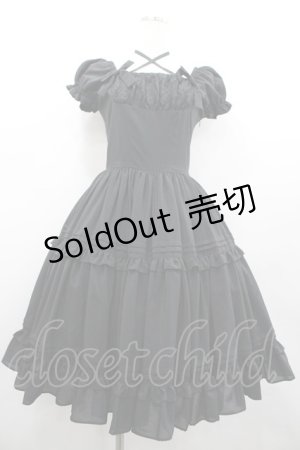 画像: Victorian maiden / フラワーチュールパフスリーブドレス  黒 I-26-02-20-049-CL-OP-SA-ZI