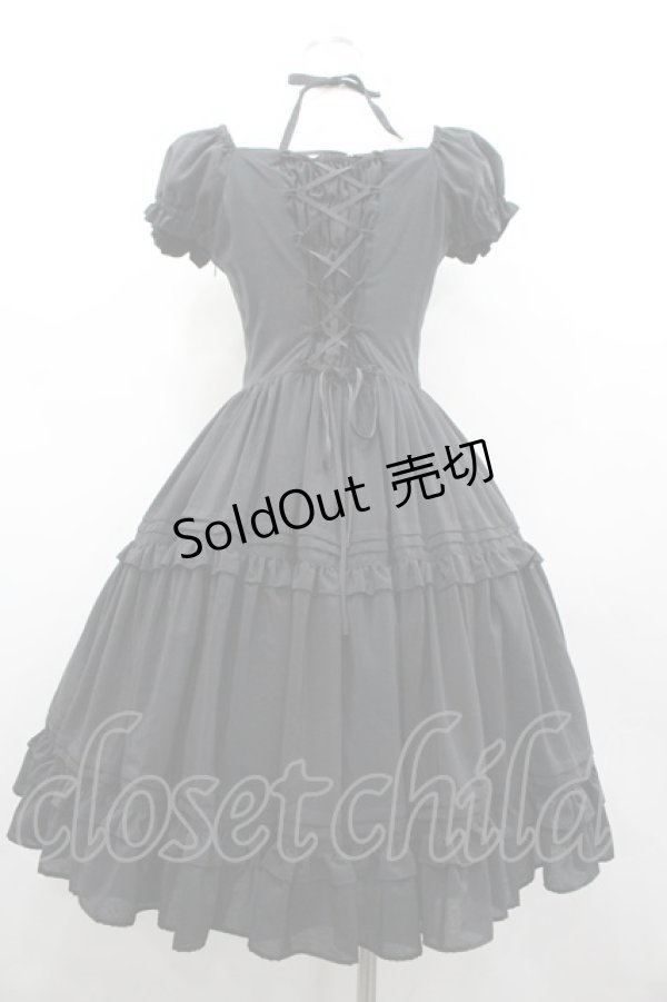 画像2: Victorian maiden / フラワーチュールパフスリーブドレス  黒 I-26-02-20-049-CL-OP-SA-ZI (2)