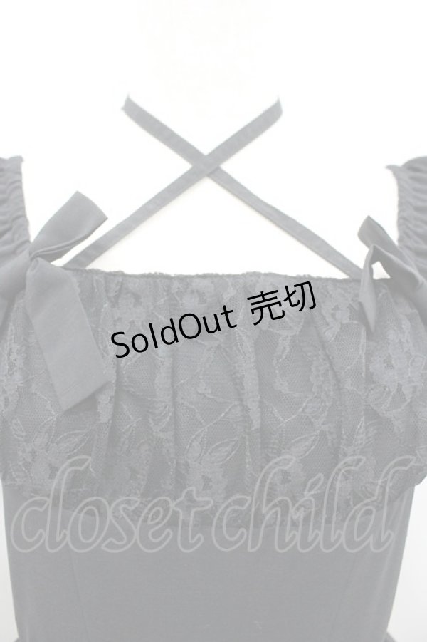 画像3: Victorian maiden / フラワーチュールパフスリーブドレス  黒 I-26-02-20-049-CL-OP-SA-ZI (3)