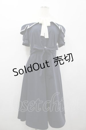 画像: axes femme POETIQUE / ドットチュール切替オフショル半袖ワンピース M ネイビーＸ白 I-26-02-20-051-AX-OP-SA-ZI