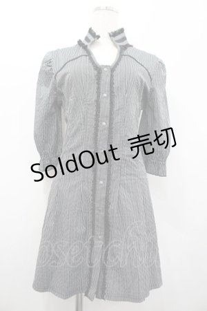 画像: Ozz Croce / ストライプスナップボタンチュニックブラウス  黒Ｘ白 I-26-02-20-054-OO-BL-SA-ZI