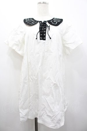 画像: HELL CAT PUNKS / GOTH刺繍襟ミニワンピース  白Ｘ黒 I-26-02-20-055-PU-OP-SA-ZI
