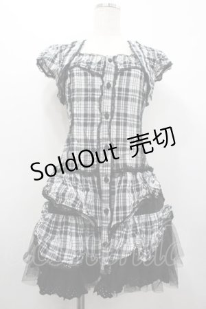 画像: ALGONQUINS / ボレロ付キャミワンピース  黒Ｘ白チェック I-26-02-20-056-AL-OP-SA-ZI