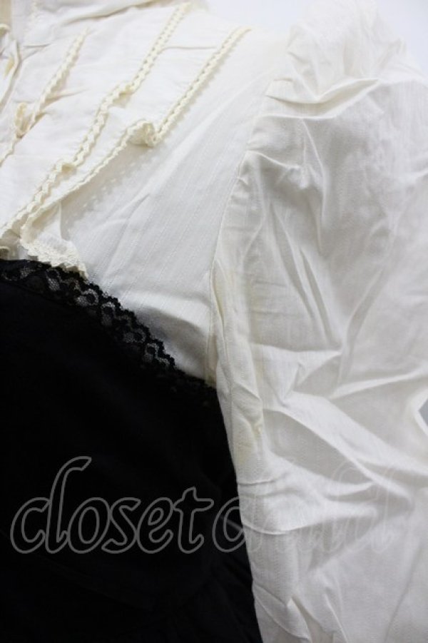 画像4: BPN / ブラウス&コルセット風ドッキングワンピース  アイボリーＸ黒 I-26-02-20-057-GO-OP-SA-ZI (4)