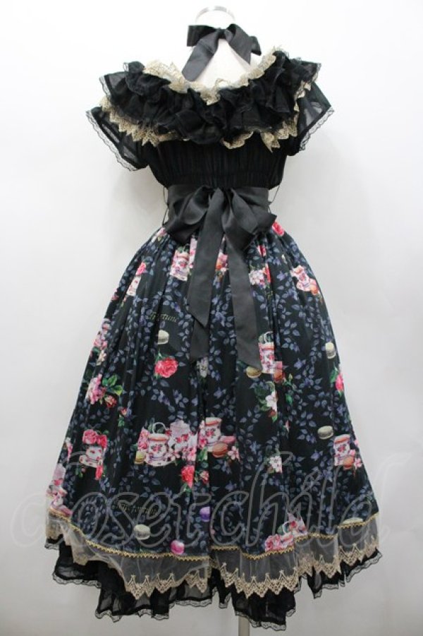 画像2: Triple fortune / マカロンティータイムワンピース  黒 I-26-02-20-058-EL-OP-SA-ZI (2)