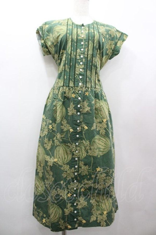 画像1: PINK HOUSE / スイカプリント半袖ワンピース  グリーン I-26-02-20-062-LO-OP-SA-ZI (1)