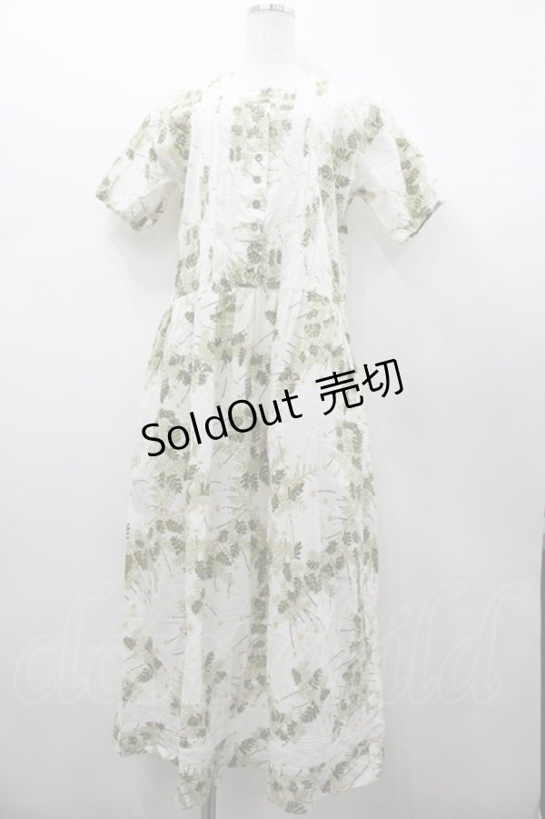 画像1: PINK HOUSE / 秋桜プリント半袖ワンピース  白 I-26-02-20-063-LO-OP-SA-ZI (1)