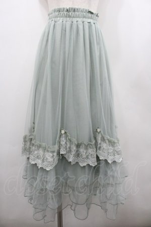 画像: axes femme / ローズ付ドレープチュールスカート  ミント I-26-02-20-064-AX-SK-SA-ZI