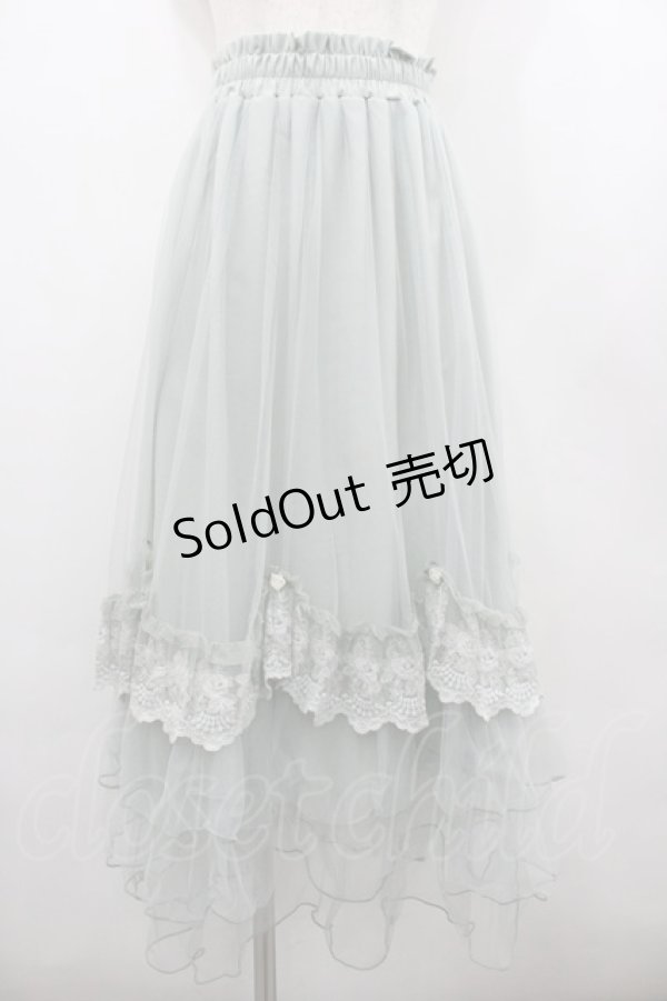 画像1: axes femme / ローズ付ドレープチュールスカート  ミント I-26-02-20-064-AX-SK-SA-ZI (1)