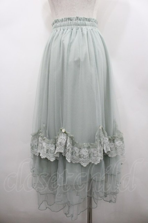 画像2: axes femme / ローズ付ドレープチュールスカート  ミント I-26-02-20-064-AX-SK-SA-ZI (2)