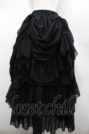 画像: ATELIER PIERROT / バッスルスカート ロング  黒 I-26-02-20-066-EL-SK-SA-ZI