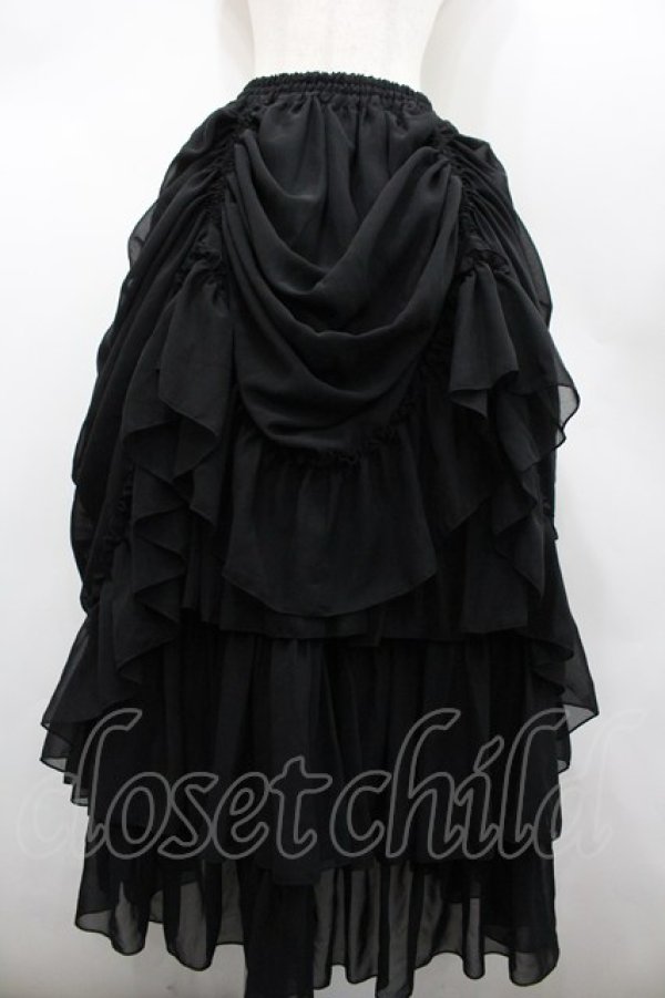 画像1: ATELIER PIERROT / バッスルスカート ロング  黒 I-26-02-20-066-EL-SK-SA-ZI (1)