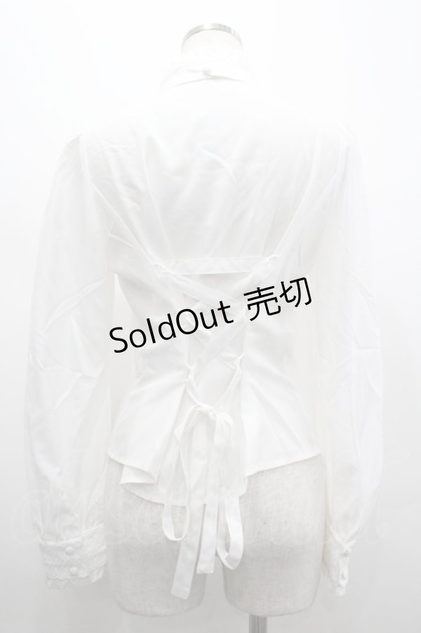 画像2: Sheglit / スタンドカラーリボンジャボブラウス  白 I-26-02-20-007-EL-BL-SA-ZI (2)