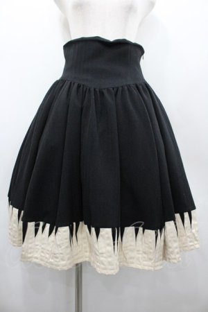 画像: NO.S PROJECT / ピアノスカート  黒Ｘアイボリー I-26-02-20-073-LO-SK-SA-ZI