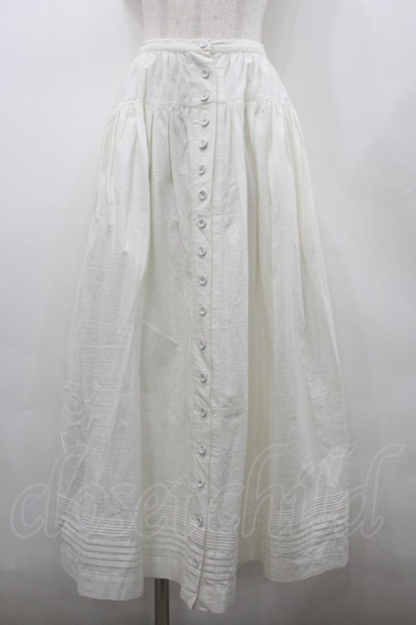 画像1: PINK HOUSE / 裾ピンタックスカート  白 I-26-02-20-080-LO-SK-SA-ZI (1)