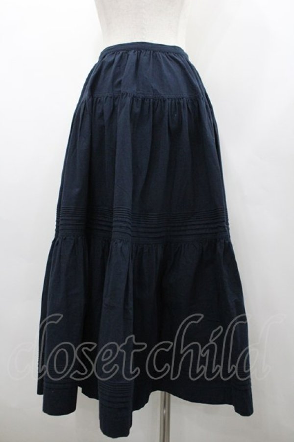 画像2: PINK HOUSE / ロゴボタン&ボーダーピンタックスカート  黒 I-26-02-20-082-LO-SK-SA-ZI (2)