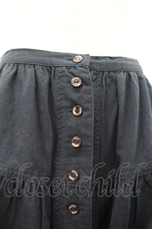 画像3: PINK HOUSE / ロゴボタン&ボーダーピンタックスカート  黒 I-26-02-20-082-LO-SK-SA-ZI (3)