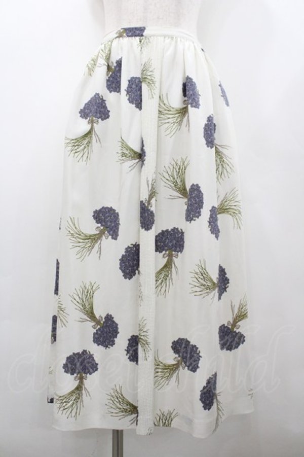 画像1: PINK HOUSE / すみれブーケプリントスカート  アイボリーＸ青 I-26-02-20-086-LO-SK-SA-ZI (1)