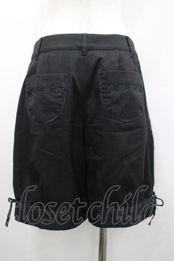 画像2: MIHO MATSUDA / ストライプハーフパンツ  黒 I-26-02-20-091-GO-PA-SA-ZI (2)