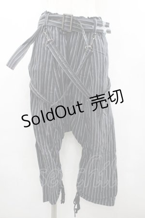 画像: PUTUMAYO / ストライプサルエルパンツ  黒Ｘ青 I-26-02-20-092-PT-PA-SA-ZI