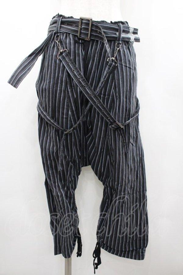 画像1: PUTUMAYO / ストライプサルエルパンツ  黒Ｘ青 I-26-02-20-092-PT-PA-SA-ZI (1)