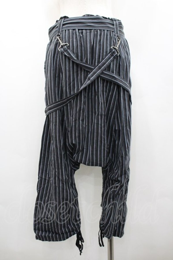 画像2: PUTUMAYO / ストライプサルエルパンツ  黒Ｘ青 I-26-02-20-092-PT-PA-SA-ZI (2)
