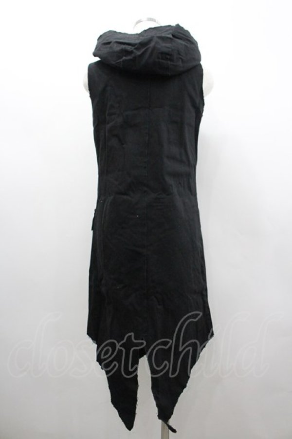 画像2: PEACE NOW / 2連ベルトフードロングベスト  黒 I-26-02-20-010-PU-TO-SA-ZI (2)