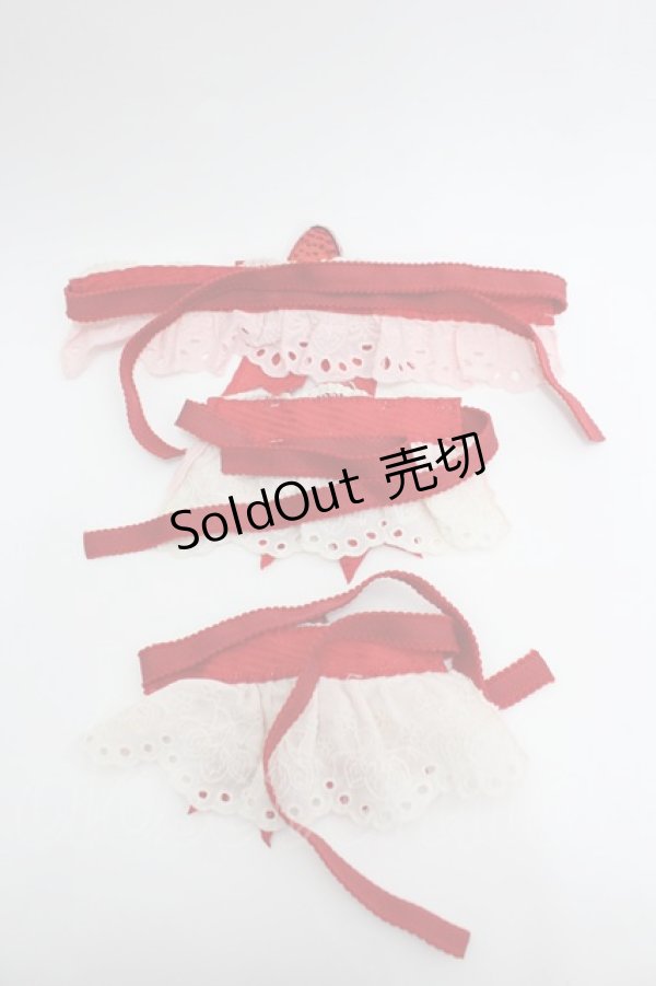 画像2: Hinana Queena / Strawberry Party リボンチョーカー&お袖とめセット  赤Ｘ白Ｘピンク I-26-02-20-099-LO-ZA-SA-ZI (2)