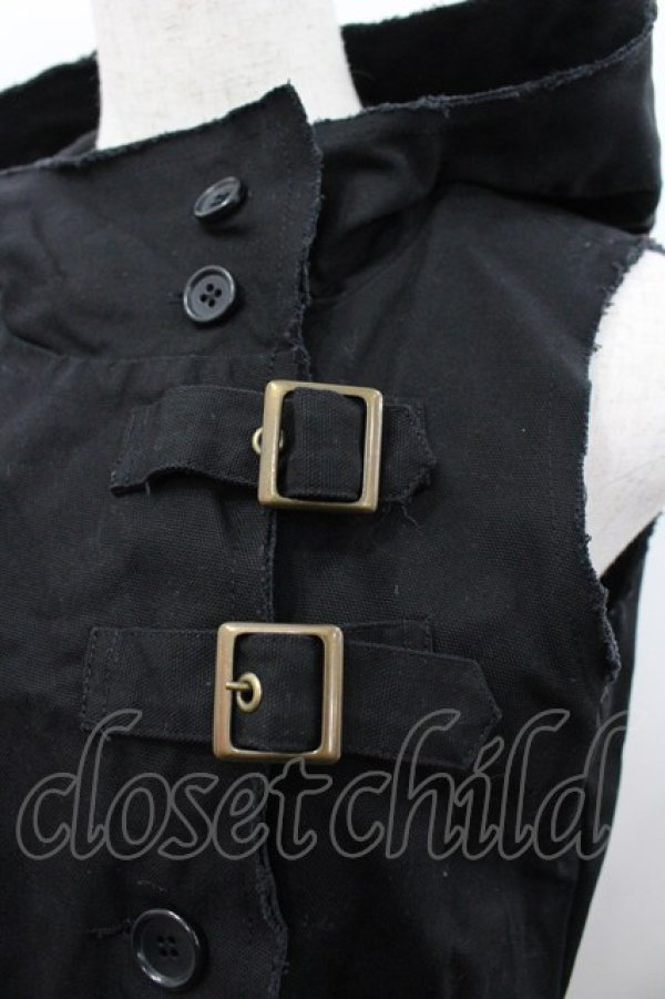 画像3: PEACE NOW / 2連ベルトフードロングベスト  黒 I-26-02-20-010-PU-TO-SA-ZI (3)