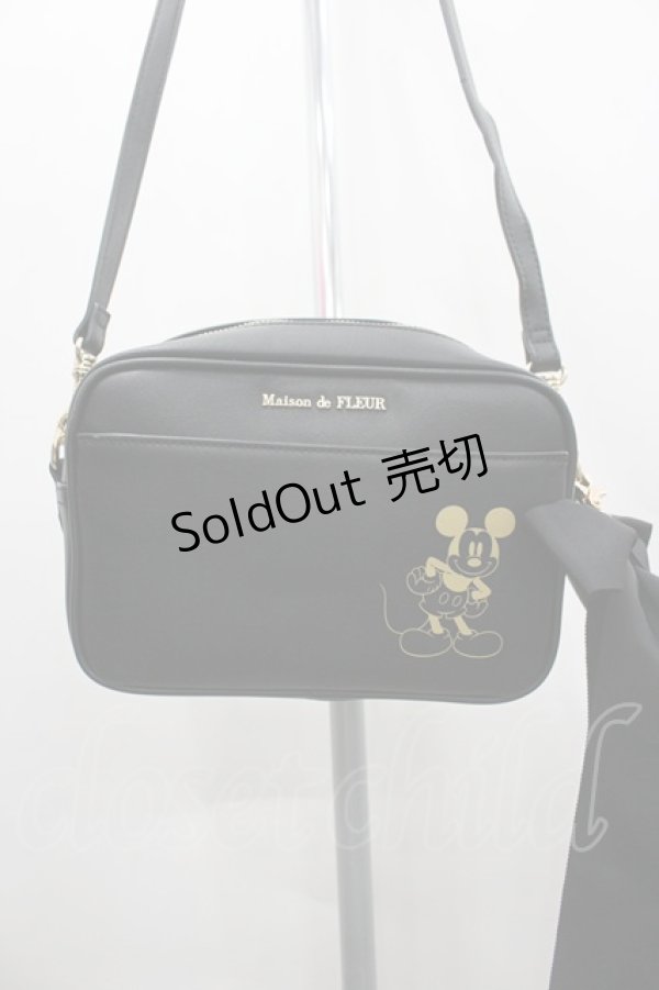 画像2: Maison de FLEUR / Micky Mouse/ショルダーバッグ  黒ｘゴールド I-26-02-20-102-LO-BG-SA-ZI (2)