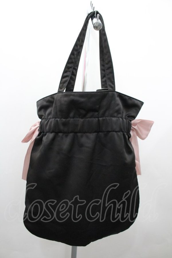 画像2: Maison de FLEUR / バイカラーダブルリボンギャザートートバッグ  黒Ｘピンク I-26-02-20-107-LO-BG-SA-ZI (2)