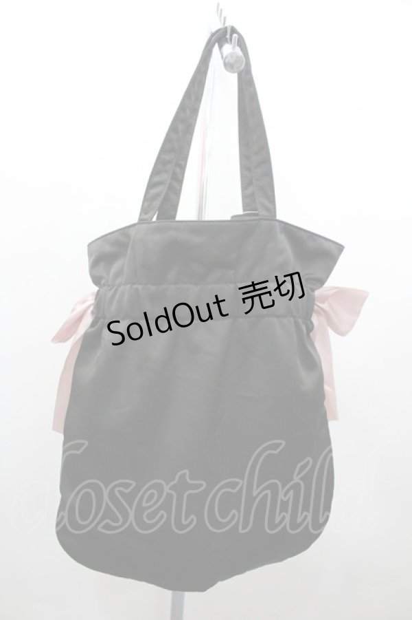 画像2: Maison de FLEUR / バイカラーダブルリボンギャザートートバッグ  黒Ｘピンク I-26-02-20-107-LO-BG-SA-ZI (2)