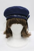 画像2: Amavel / ロゴリボンブローチ付ベレー帽  ネイビー I-26-02-20-110-CA-AC-SA-ZI (2)