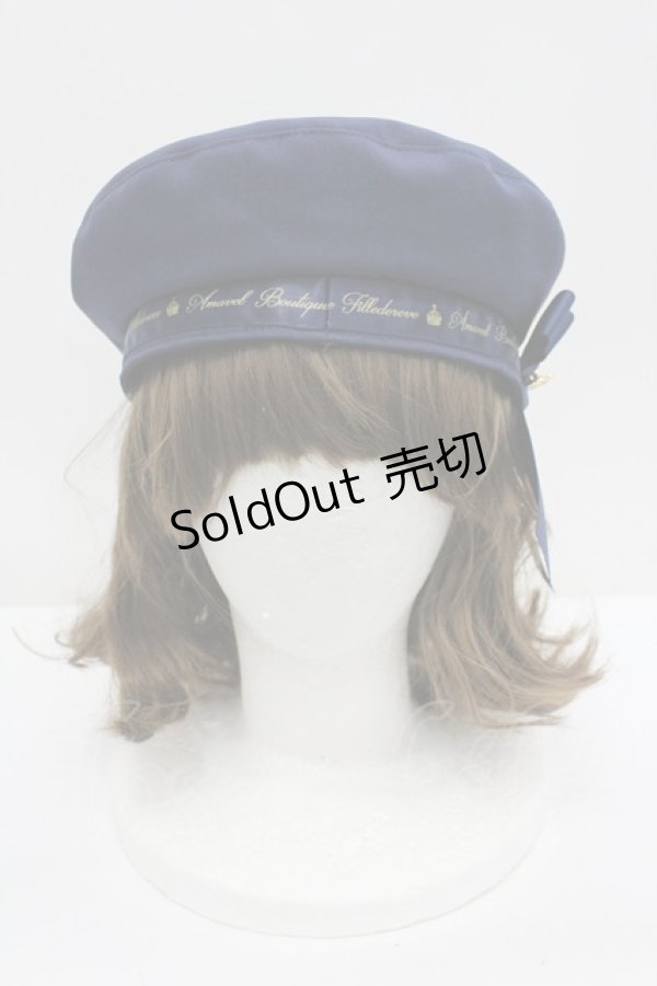 画像2: Amavel / ロゴリボンブローチ付ベレー帽  ネイビー I-26-02-20-110-CA-AC-SA-ZI (2)