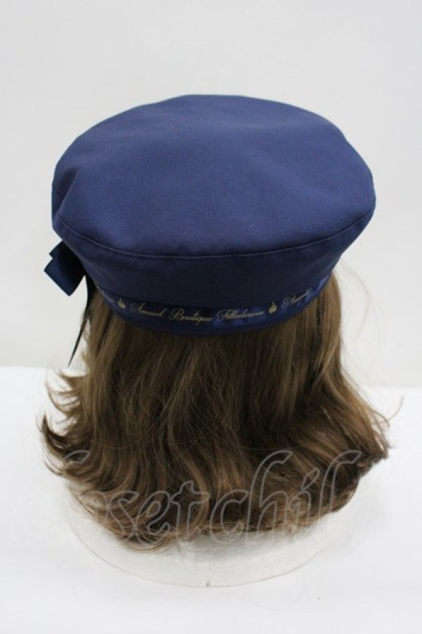画像3: Amavel / ロゴリボンブローチ付ベレー帽  ネイビー I-26-02-20-110-CA-AC-SA-ZI (3)