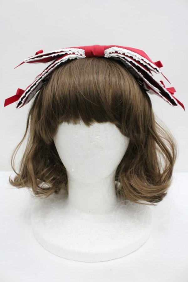 画像2: Chalmiere / 梯子レースリボン型ヘッドドレス  赤 I-26-02-20-115-0-AC-SA-ZI (2)