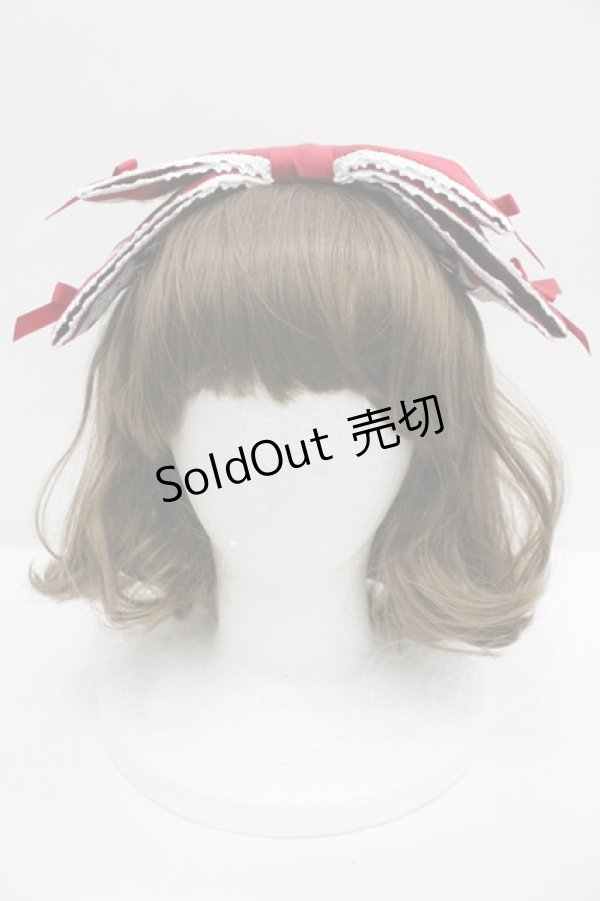 画像2: Chalmiere / 梯子レースリボン型ヘッドドレス  赤 I-26-02-20-115-0-AC-SA-ZI (2)