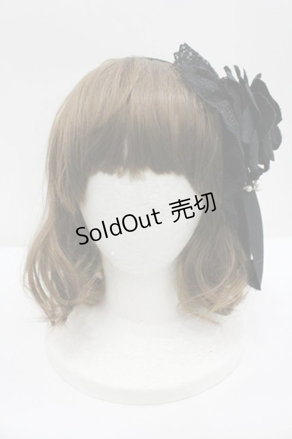 画像2: ATELIER PIERROT / ローズパールカチューシャ  黒 I-26-02-20-117-EL-AC-SA-ZI (2)