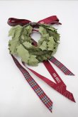 画像2: PINK HOUSE / チェックリボンリースブローチ  緑Ｘ赤 I-26-02-20-118-LO-AC-SA-ZI (2)