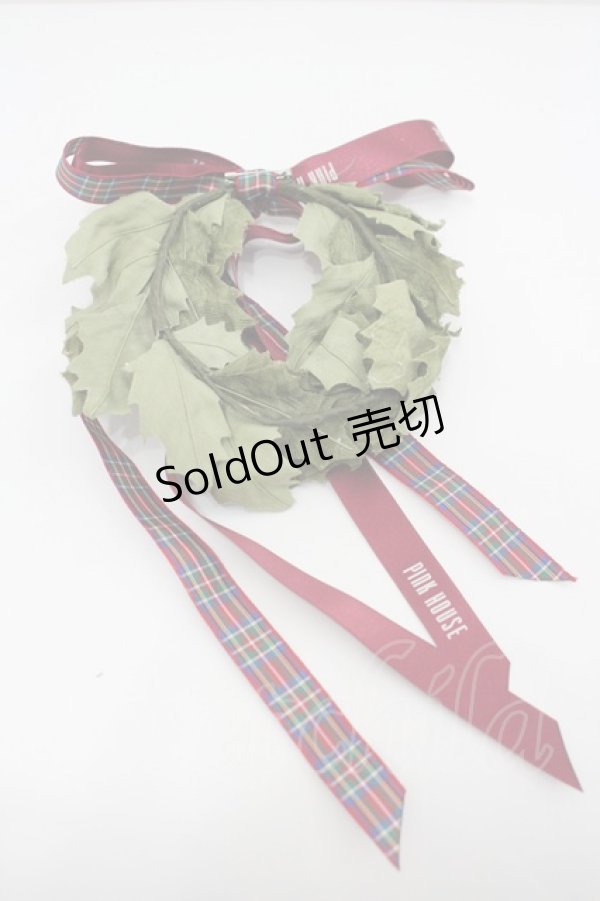 画像2: PINK HOUSE / チェックリボンリースブローチ  緑Ｘ赤 I-26-02-20-118-LO-AC-SA-ZI (2)