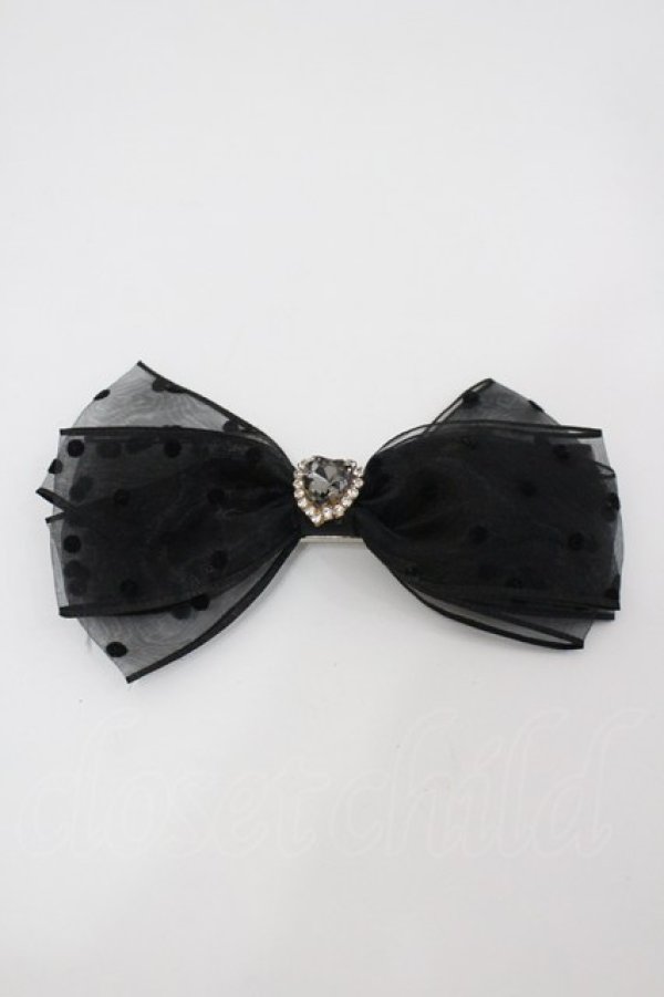 画像1: Rojita / ドットオーガンジーリボンヘアクリップSET  黒 I-26-02-20-122-LO-AC-SA-ZI (1)