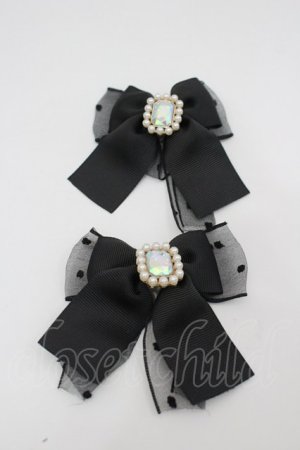 画像: LOLITAその他(お買取対象外) / パールリボンクリップセット  黒 I-26-02-20-123-LO-AC-SA-ZI