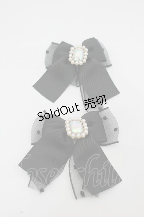 画像1: LOLITAその他(お買取対象外) / パールリボンクリップセット  黒 I-26-02-20-123-LO-AC-SA-ZI (1)