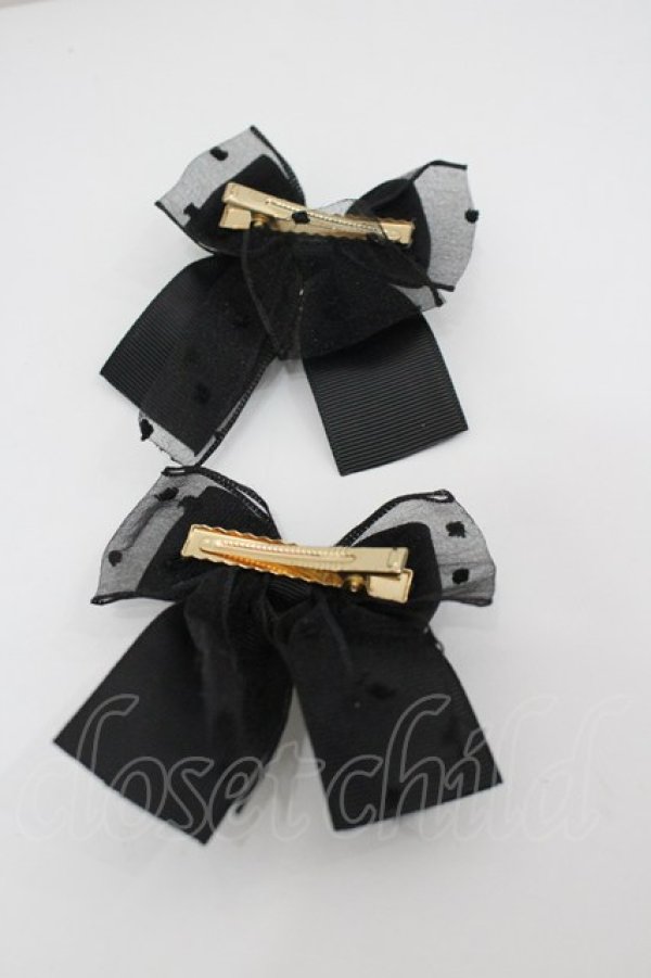 画像2: LOLITAその他(お買取対象外) / パールリボンクリップセット  黒 I-26-02-20-123-LO-AC-SA-ZI (2)