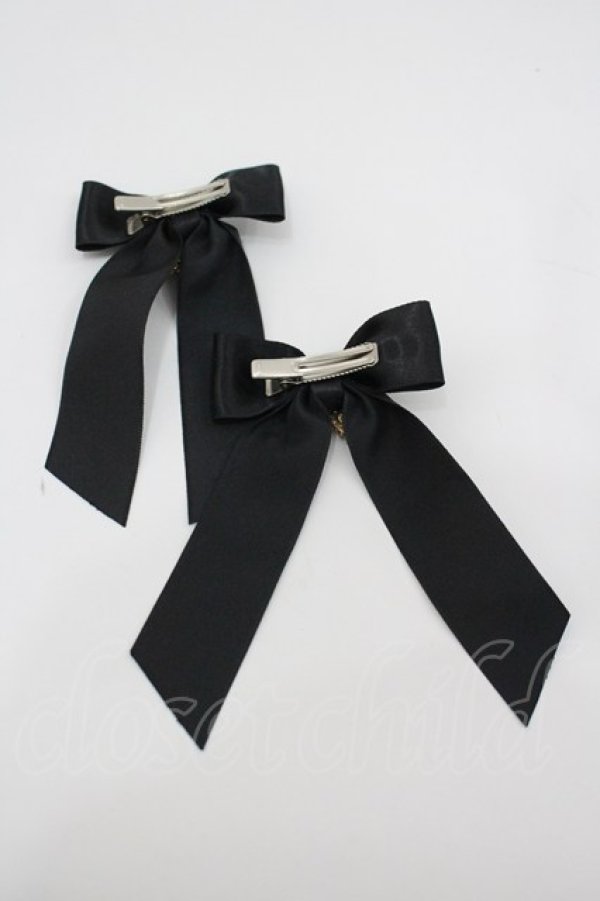 画像2: LOLITAその他(お買取対象外) / リボンハートビジューリボンクリップセット  黒 I-26-02-20-124-LO-AC-SA-ZI (2)
