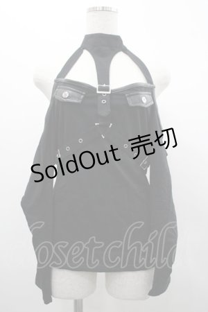 画像: KILL STAR / ハーネスオフショルトップス  黒 I-26-02-20-014-SL-TO-TE-ZI